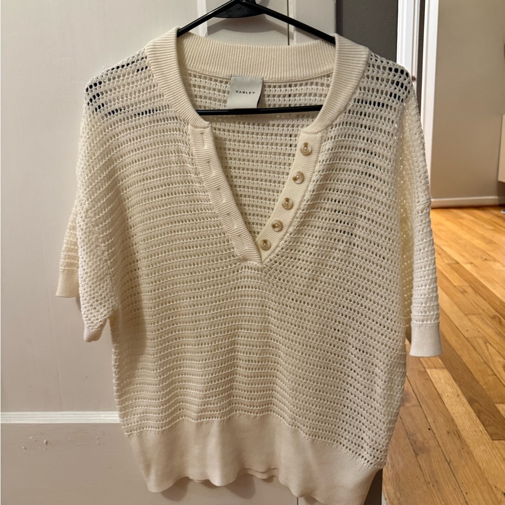 Varley Cream V-Neck Sweater